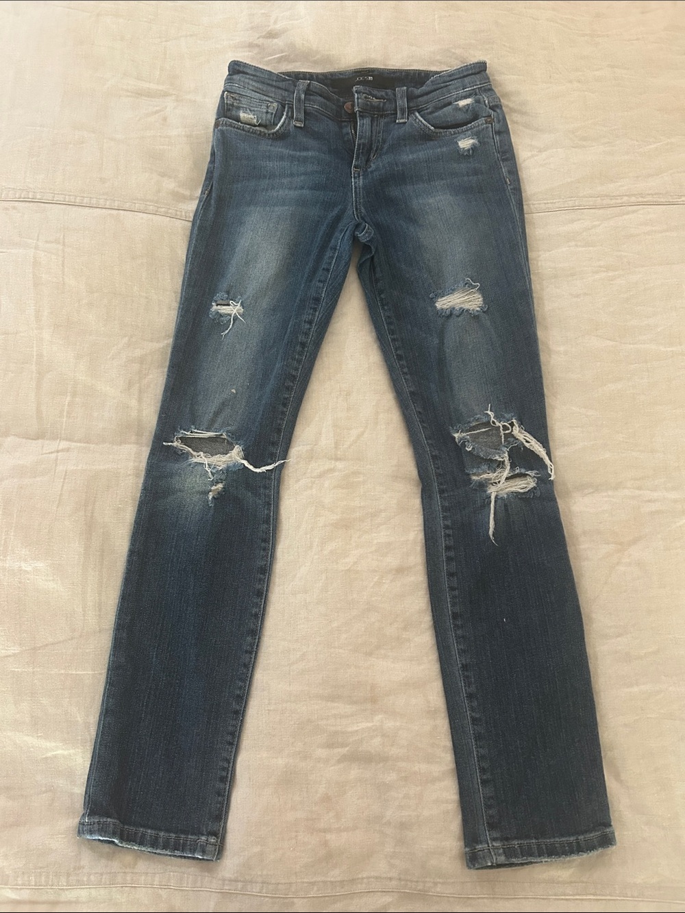 Joe’s Jeans Keagan Distressed Skinny Ankle Jeans Dark Wash Blue Size 24